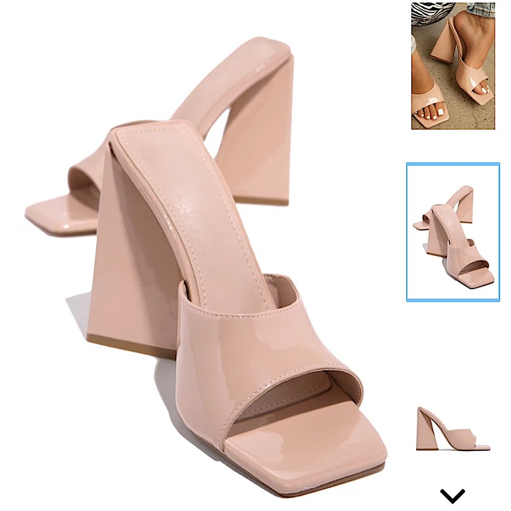 NWT Miss Lola Square Toe Triangle Heel Mules 8.5 - Picture 2 of 11
